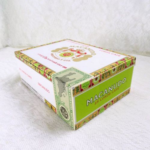 Macanudo Lords Cafe Empty Wood Cigar Box with Paper Covering: Main View