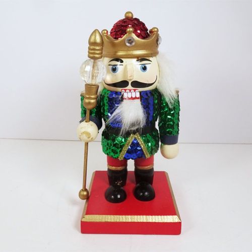 Colorful 7 inch King Holding a Scepter Wood Nutcracker