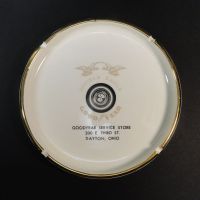 GoodYear Service Store Double Eagle vintage round ceramic ashtray with gold edging: Top - Click to enlarge