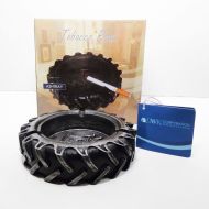 Tobacco Road decorative ashtray catchall bowl showing a tractor in the center and a tractor tire design: With Box View