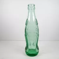Louisville Kentucky vintage 6 oz empty hobbleskirt aqua tinted glass Christmas Coke no refill bottle: Back - Click to enlarge