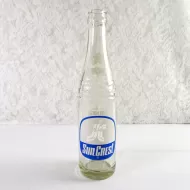 1970 Sun Crest Long Neck 10 oz Vintage ACL Soda Bottle. Blue white graphics. Bands of raised ovals #5: Front