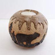 Bears in the Woods Round Ceramic Tealight Candle Holder