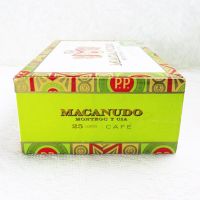 Macanudo Montego Y Cia Empty Wood Cigar Box with Paper Covering: Right Side View - Click to enlarge