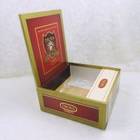 Troya Empty Wood Cigar Box with Deep Red and Gold Paper Covering: Inside Side View - Click to enlarge
