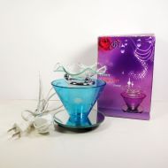 Wildflowers on Blue Electric Scented Oil Tart Warmer with Mirrored Base: With Box View