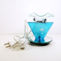 Wildflowers on Blue Electric Scented Oil Tart Warmer with Mirrored Base: Front View - Click to enlarge