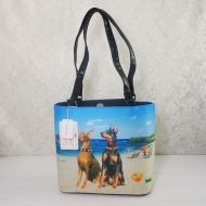 Doberman Pinscher Dog Bucket Style Shoulder Tote Bag Front