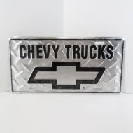 Chevy Trucks Novelty License Plate Sign on Silver