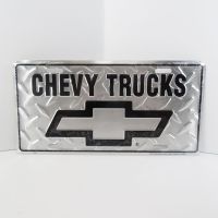 Chevy Trucks Novelty License Plate Sign on Silver - Click to enlarge