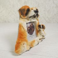 Saint Bernard dog breed picture frame in a detailed, life like, polyresin figurine style: Right Side View - Click to enlarge
