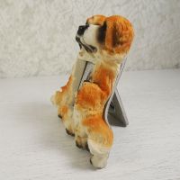 Saint Bernard dog breed picture frame in a detailed, life like, polyresin figurine style: Left Side View - Click to enlarge