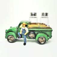Farmer and Pickup Truck Salt and Pepper Shakers Set