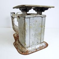 1941 Triner 9 oz. postal scales measured in 1/2 ounce increments. Table or desk mounting screw holes on each side: Back to Front View - Click to enlarge