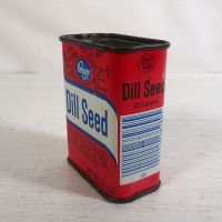 Vintage Kroger Dill Seed True Taste Spice Metal Tin with Spoon Top Rightish - Click to enlarge