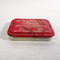 Vintage Tabcin pain relieving compound empty metal slider drawer tin. Red top with white graphics: Front - Click to enlarge