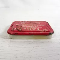 Vintage Tabcin pain relieving compound empty metal slider drawer tin. Red top with white graphics: Back - Click to enlarge