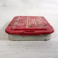 Vintage Tabcin pain relieving compound empty metal slider drawer tin. Red top with white graphics: Left - Click to enlarge