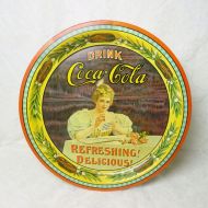 Vintage Hilda Clark Coca Cola 75th anniversary round metal serving tray. No. 54933 Louisville Kentucky Plant: Top View