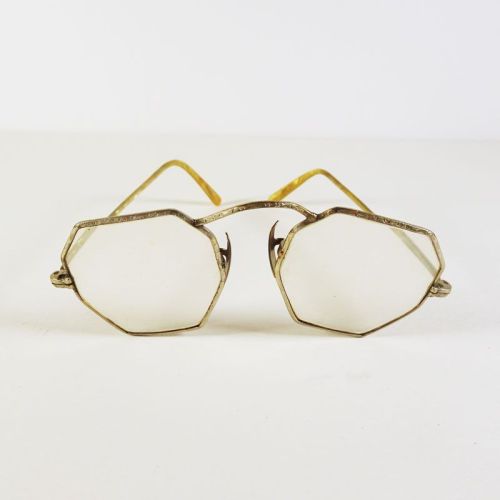 Vintage Octagonal Gold Wire Rim Eyeglasses with Lens