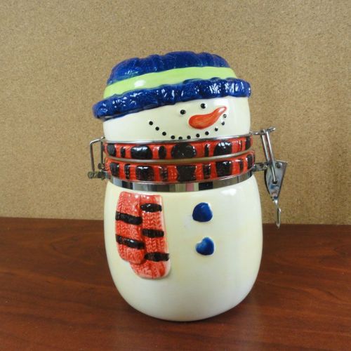 Snowman Holiday Candy Treat Jar with Latching Lid