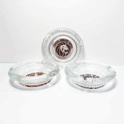 Three MGM Grand Hotel Las Vegas Glass Ashtrays: Main