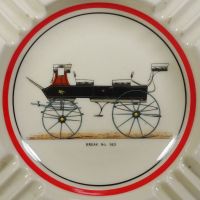 Vintage Break No 363 open top carriage ashtray featuring three diagonal cigarette rests in each corner. Graphics View - Click to enlarge