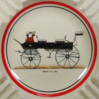Vintage Break No 363 open top carriage ashtray featuring three diagonal cigarette rests in each corner: Closeup - Click to enlarge