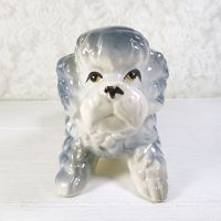 Vintage Ceramic Poodle Figurine Ashtray from Japan Front - Click to enlarge