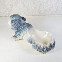 Vintage Ceramic Poodle Figurine Ashtray from Japan: Topish - Click to enlarge