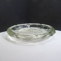 Vintage Round Heavy Clear Glass Decorative Ashtray: Side - Click to enlarge