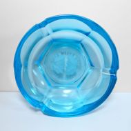 Wedding Day Blue Glass Vintage Novelty Ashtray: Top