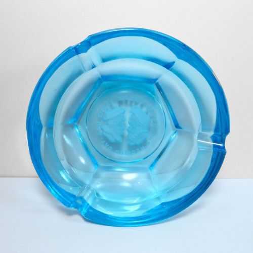 Wedding Day Blue Glass Vintage Novelty Ashtray: Top