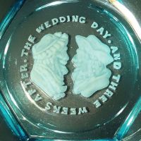 Wedding Day Blue Glass Vintage Novelty Ashtray Smiling - Click to enlarge