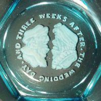 Wedding Day Blue Glass Vintage Novelty Ashtray: Frowning - Click to enlarge
