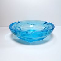 Wedding Day Blue Glass Vintage Novelty Ashtray: Side - Click to enlarge