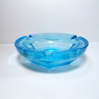 Wedding Day Blue Glass Vintage Novelty Ashtray Side - Click to enlarge