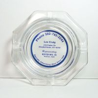 Leo Craig Specialty Advertising Glass Ashtray: Top - Click to enlarge
