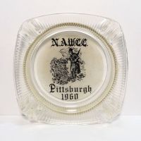 NAWCC Watch Clock Collectors 1960 Clear Glass Ashtray: Top - Click to enlarge