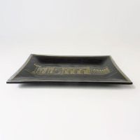 Vintage First State Bank of Irvington Kentucky Curved Glass Ashtray: Side - Click to enlarge