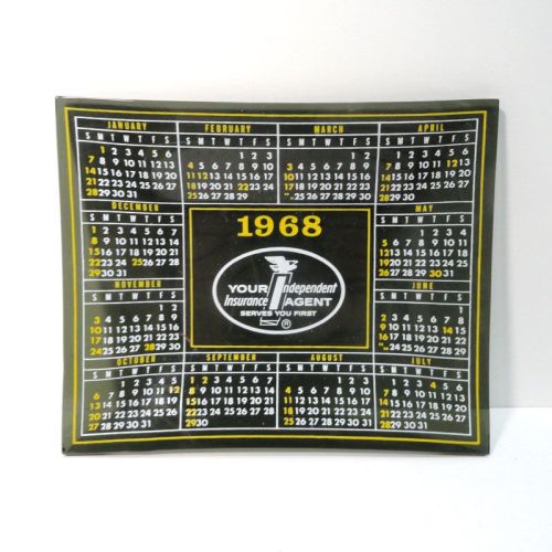 Insurance Agents 1968 Calendar Glass Ashtray: Top