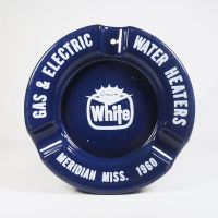 White Water Heaters 1960 Vintage Metal Ashtray: Top - Click to enlarge