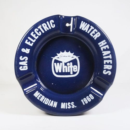 White Water Heaters 1960 Vintage Metal Ashtray: Top