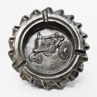 Tobacco Road decorative ashtray catchall bowl showing a tractor in the center and a tractor tire design: Top - Click to enlarge