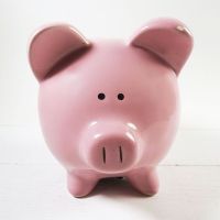 Pink Pig Humane Society Vintage Ceramic Piggy Bank with Rubber Stopper: Face - Click to enlarge