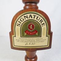 Stroh Signature vintage wood beer tap handle marker. New vintage stock. Never used.: Front Closeup View - Click to enlarge