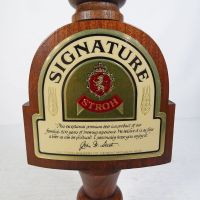 Stroh Signature vintage wood beer tap handle marker. New vintage stock. Never used.: Back Closeup View - Click to enlarge