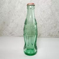 San Francisco California 6 oz empty hobbleskirt Coke bottle with Coca Cola Classic cap: Content Side View - Click to enlarge