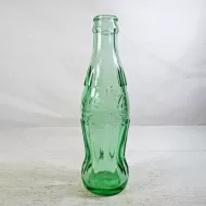 Tampa Florida vintage 6 oz. empty hobbleskirt no refill pat'd Christmas Coke bottle in aqua tinted glass: Pat'd Side
