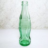 Peoria Illinois 6 oz empty hobbleskirt no refill collectible vintage Christmas Coke bottle. Aqua tinted glass: Front View - Click to enlarge